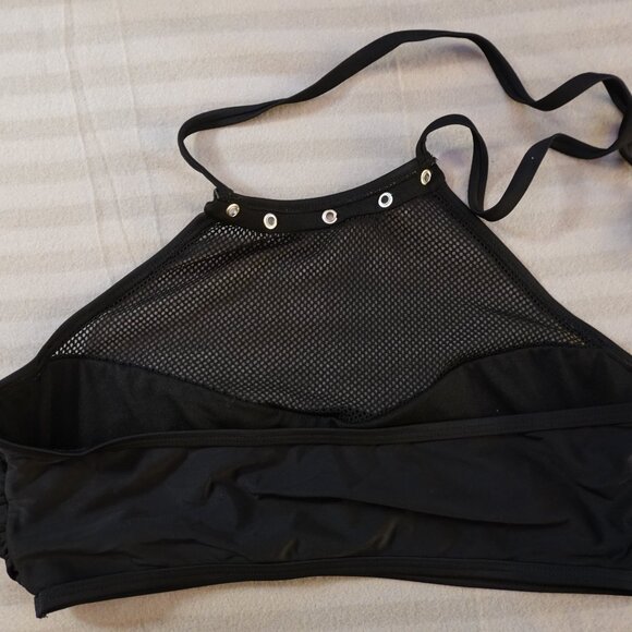 Hot Topic Black Fishnet Grommet Halter Swim Top XL - Picture 8 of 9